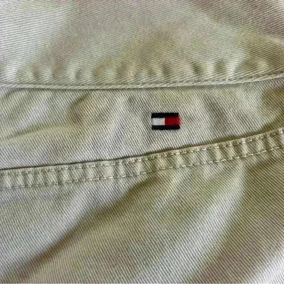 Y2K Tommy Hilfiger Jeans Women's Size 4 Bootcut Mid Rise Denim khaki Three snap - Picture 5 of 14